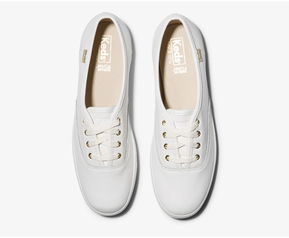 Zapatillas Keds Mujer Blancas - Champion Luxe Cuero - 479-CKUGLI